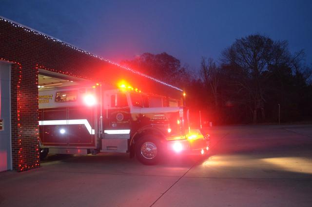 Squad 5 responding to Charles Co garage fire