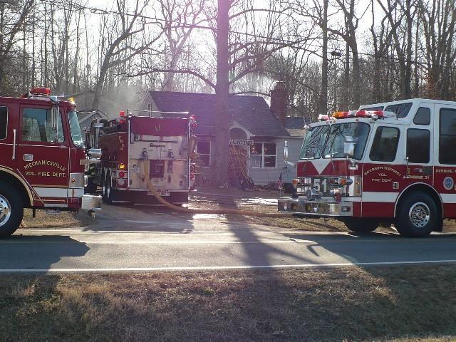 Units on the scene of a house fire in Leonardtown